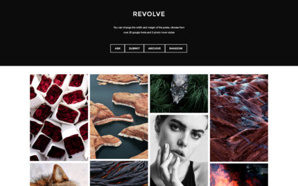 Tumblr theme Revolve - Imagery Focused for the Modernist